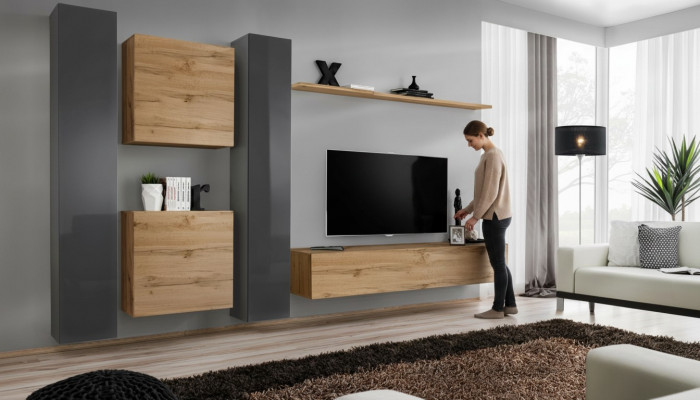 Braun Wunnwand Designer Sideboard Modern TV-Stänner Wunnzëmmer Wandregal