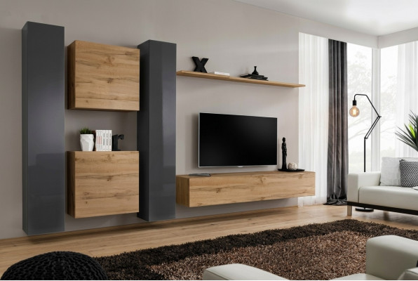 Braun Wunnwand Designer Sideboard Modern TV-Stänner Wunnzëmmer Wandregal