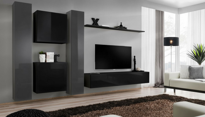 Designer schwaarz Wunnzëmmermiwwelen nei Wunnwand TV-Stand Set Miwwelen Sideboard
