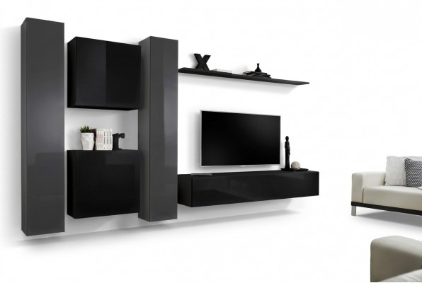 Designer schwaarz Wunnzëmmermiwwelen nei Wunnwand TV-Stand Set Miwwelen Sideboard