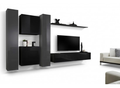 Designer schwaarz Wunnzëmmermiwwelen nei Wunnwand TV-Stand Set Miwwelen Sideboard