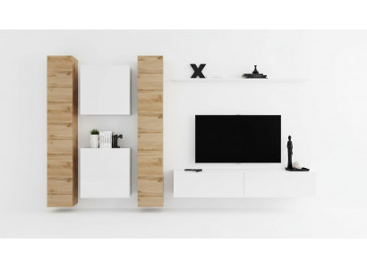Wohnwand Wäiss Holzmiwwelen Schaf Designer Mauer-Schaf Komplett Mauer Regal
