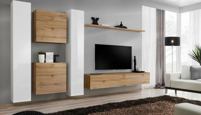 Wunnwand Designer Wunnzëimmermiwwel Braun Wandschaf Komplett Nei Wand Regal