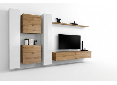 Wunnwand Designer Wunnzëimmermiwwel Braun Wandschaf Komplett Nei Wand Regal