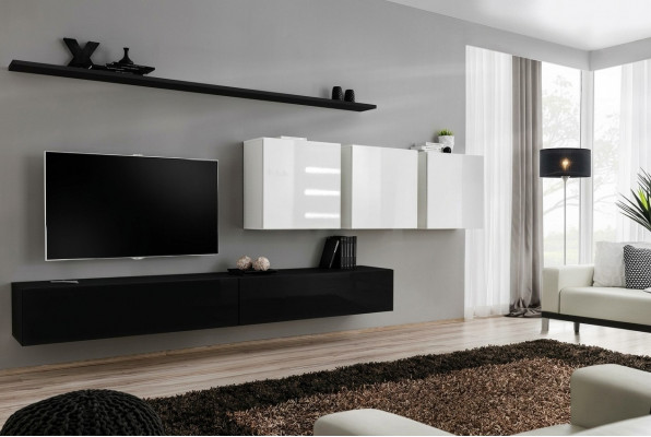 Designer Modern Wohnwand Wunnzëmmermiwwelen Schwaarz Holzmöbel Sideboard