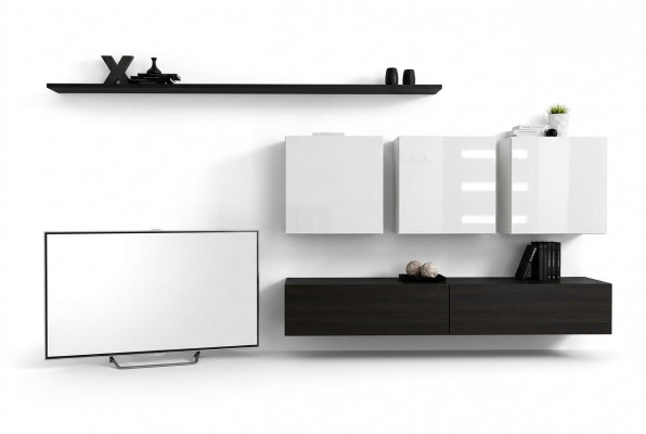 Designer Modern Wohnwand Wunnzëmmermiwwelen Schwaarz Holzmöbel Sideboard
