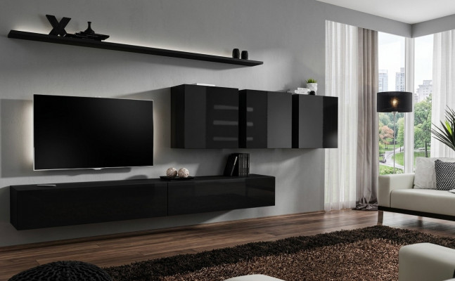 Schwarz Wunnwand Wunnzëmmert Möbel Modern Designer Sideboard Wandkabinett Designer