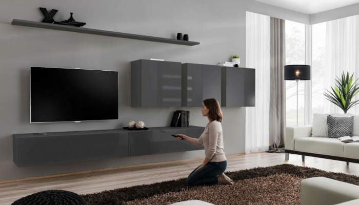 Modern gro Wohnwand Designer TV-Stänner Säitenschaf Holzmöbel Schaf Wandschaf