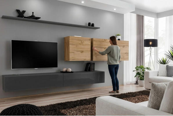 Designer-Säitendësch Holzmöbel Komplett 7-tlg Wandspäicher Wunnzëmmers-Möbel