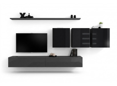 Wunnwand Grom Komplett 7tlg Designer Holzmiwwel Sideboard Mauereschaf Wand Regal