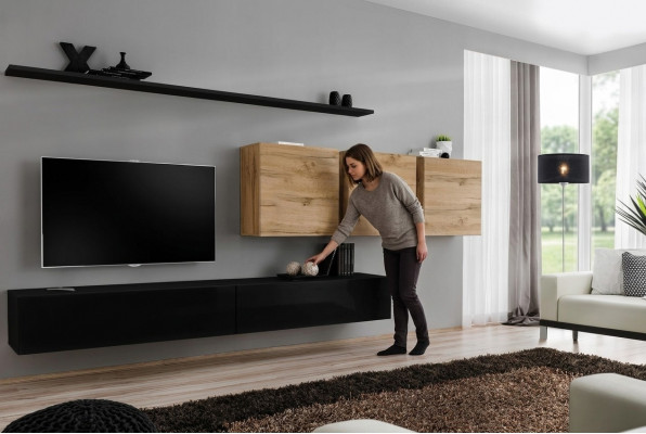 Komplettset 7-Teiler TV-Ständer Sideboard Wunnzëmmermiwwelen Modern Ariichtung