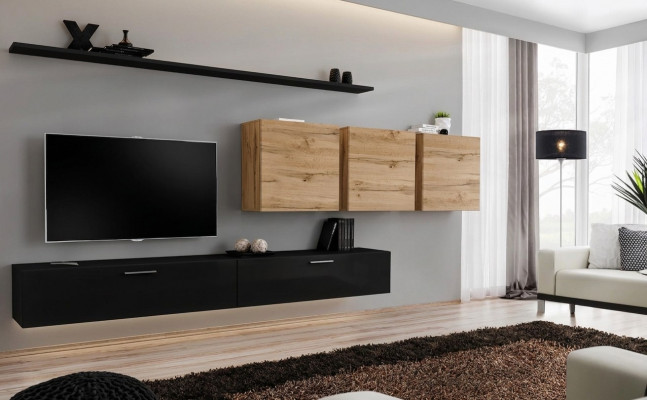 Komplettset 7-Teiler TV-Ständer Sideboard Wunnzëmmermiwwelen Modern Ariichtung