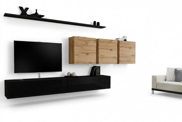 Komplettset 7-Teiler TV-Ständer Sideboard Wunnzëmmermiwwelen Modern Ariichtung