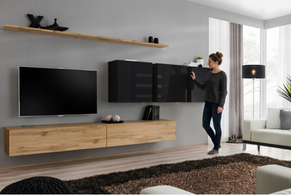 Design Wunnwand Braun Sideboard TV-Ständer Mauer Schaf Wohnzimmermiwwelen Komplett
