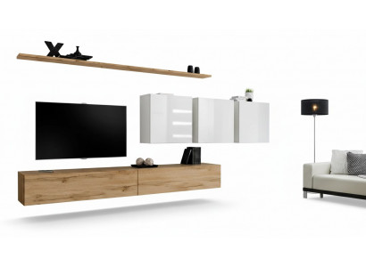 Komplett Set Wunnwand Modern TV-Stänn Sideboard Ariichtung Design Wand Regal
