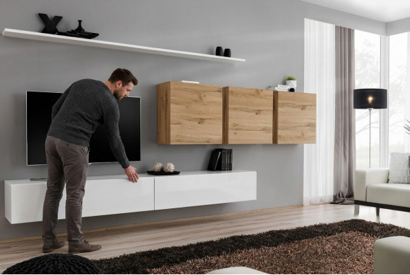 Wunnzëimmermiwwelen Modern Wunnwand Wandschaf Säitendësch Fernsehsockel Designer