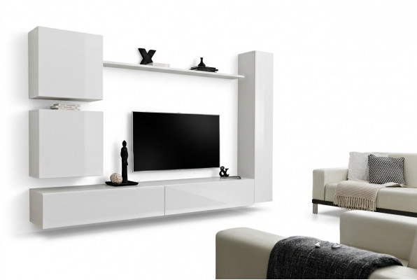 Wäiss Luxus Wunnwand Wunnzëmmer Miwwelen Designer TV-Ständer Wandregal Modernen Set