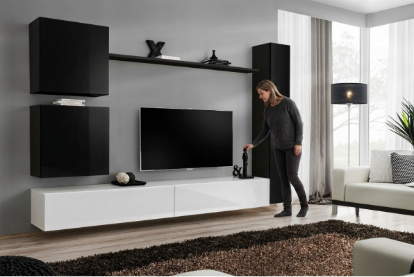 Schwaarz Wunnwand Designer Wandschaf TV-Stänner Wunnzëmmermiwwelen Modern Nei
