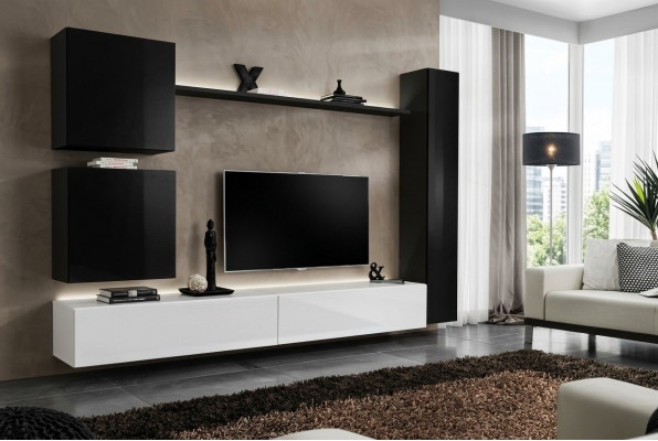 Schwaarz Wunnwand Designer Wandschaf TV-Stänner Wunnzëmmermiwwelen Modern Nei