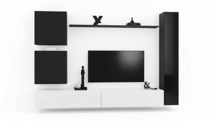 Holzmiwwel Wunnwand Modern Schwaarz Miwwelen TV-Stänner Ariichtung Sideboard