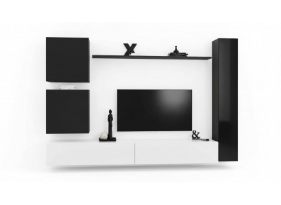 Holzmiwwel Wunnwand Modern Schwaarz Miwwelen TV-Stänner Ariichtung Sideboard