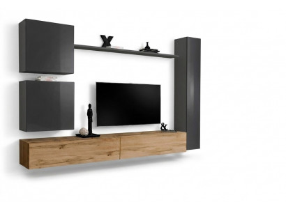 Wandschaf Wohnwand Komplett Set 6-delig Modern Miwwelen Sideboard TV-Stänner