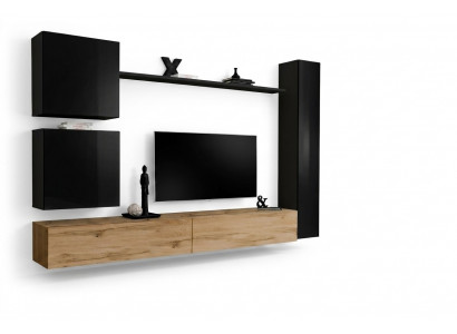Wunnzëmmer Luxus Ariichtung Wunnwand Schwaarz Wandkabinett Holzmöbel Stil Design