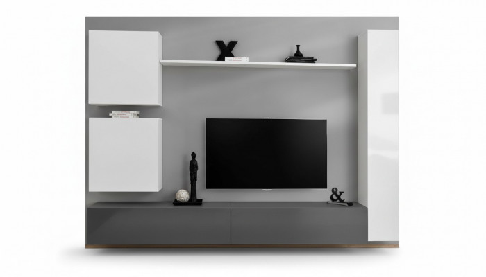 Wunnwand Schief Stil Modern Ariichtung Designer Wäiss Regal TV Säitendësch