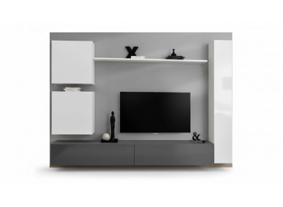 Wunnwand Schief Stil Modern Ariichtung Designer Wäiss Regal TV Säitendësch
