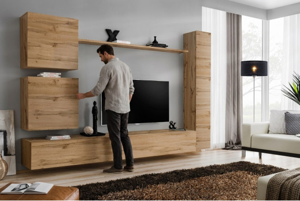 Schaf Moderne Wunnwand Braun Holzmiwwelen Wunnzëmmertmiwwelen Designer