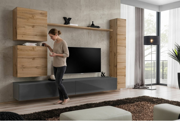 Einrichtung Designer Braun 3x Mauergekäs Schräinerluxusset TV-Stänner
