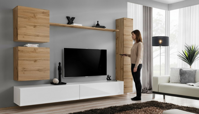 Wunnzëimmermiwwelen Wunnwand Designer Wand Regal TV-Stänner Sideboard Holzmöbel