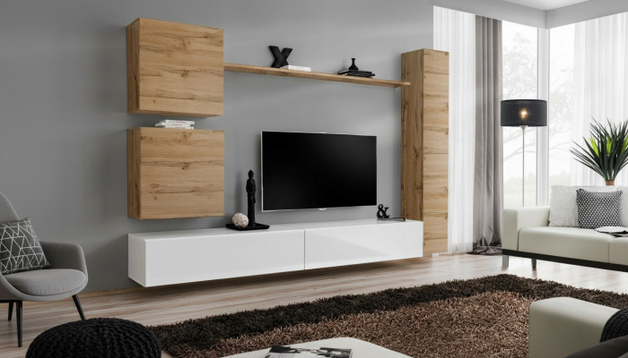 Wunnzëimmermiwwelen Wunnwand Designer Wand Regal TV-Stänner Sideboard Holzmöbel