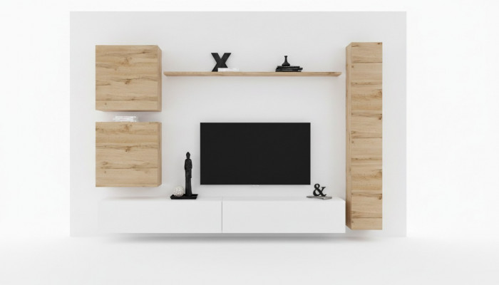 Wunnzëimmermiwwelen Wunnwand Designer Wand Regal TV-Stänner Sideboard Holzmöbel