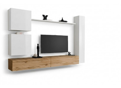 Wäiss Komplett Set Wunnzëmmerméibel Wunnwand Regal Luxus Wandschaf Neit