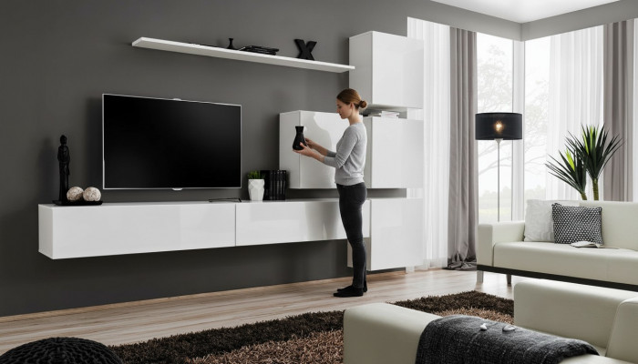 Wunnzëmmermiwwelen Canapé Salontafel Wunnmauer Regal Fauteuil Niewendësch TV-Miwwelen Anrichte Wunnzëmmerschaf