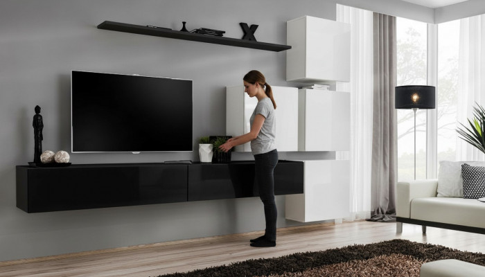Design Wunnwand Sideboard 2x Mauereschaf rtv Lowboard 7tlg. Set Ariichtung