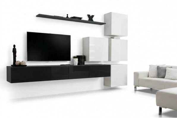Design Wunnwand Sideboard 2x Mauereschaf rtv Lowboard 7tlg. Set Ariichtung