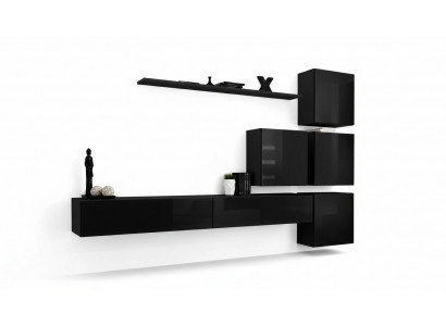 Wunnzëmmer Set Wandregal Sideboard Wunnwänn Wandsschaf Komplett 7 Deeler. Nei.
