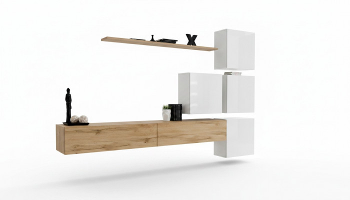Wunnwand Braun Wunnzëmmer Holz Modern Miwwelen Garnitur Luxus Komplett Wandsschaf