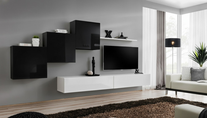 Komplett Designer Wunnzëmmer 3x Mauerchrëschter Wäiss Sideboard 6tlg. Wunnwand Nei