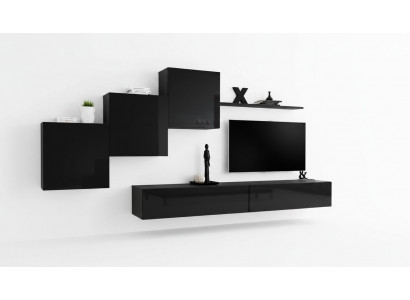 Wunnzëmmer Set Wohnwand Wandschränke TV-Ständer Wand Regal Sideboard Komplett