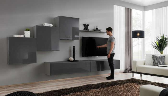 Wunnwand Wunnzëmmer Set 6tlg Wallschaf Wandregal Garnitur Komplett Nei