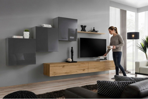Luxus Wäiss Designer Modern Wunnwand Sideboard TV Ständer Braun Wunnzëmmer