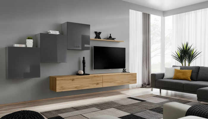 Luxus Wäiss Designer Modern Wunnwand Sideboard TV Ständer Braun Wunnzëmmer