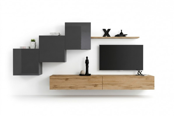 Luxus Wäiss Designer Modern Wunnwand Sideboard TV Ständer Braun Wunnzëmmer