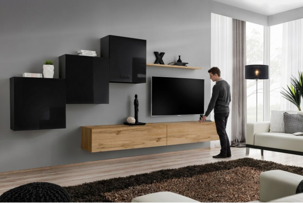 Televisiounsmiwwel Set a Braun Wunnzëmmermiwwel TV-Stänn Sideboard Wandregal Nei
