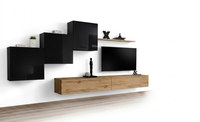 Televisiounsmiwwel Set a Braun Wunnzëmmermiwwel TV-Stänn Sideboard Wandregal Nei