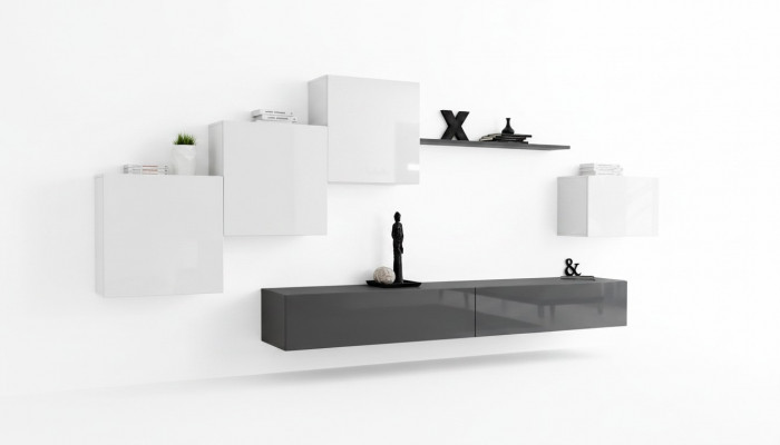 Designer Wunnwand Grau TV Ständer Moderne Sideboard Wandregal TV Stänner Nei