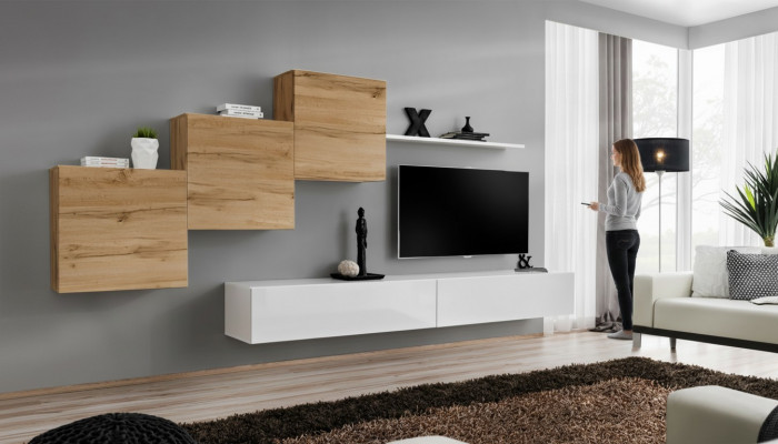 Luxus Set 6 Stéck Wunnwand Ariichtung Garnitur Wandregal Designer Wunnzëmmermiwwelen